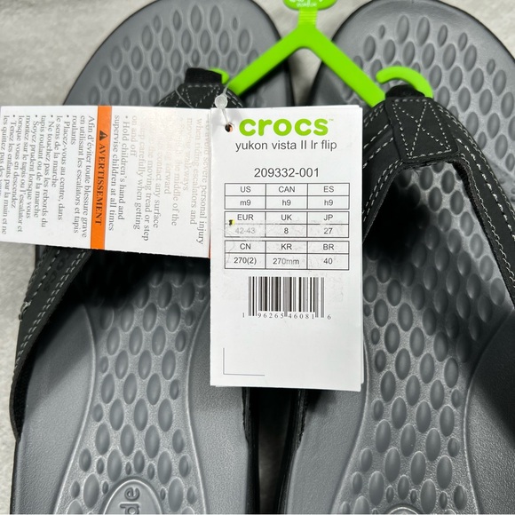 Crocs Yukon Vista II LiteRide Flip Gray Mens 9 Faux Leather 209332-001